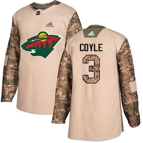 Adidas Wild #3 Charlie Coyle Camo Authentic Veterans Day Stitched NHL Jersey - Click Image to Close
